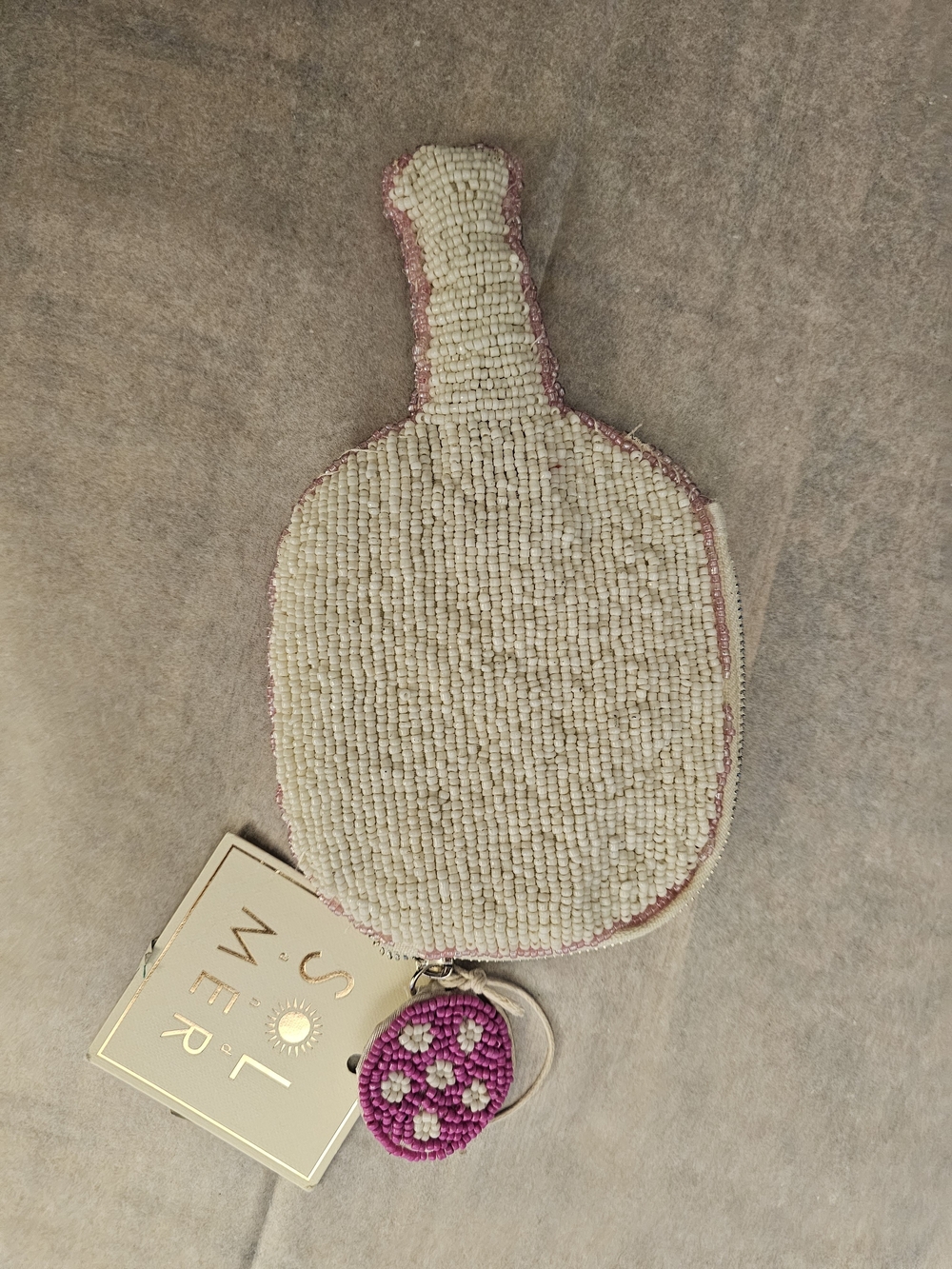 NWT Hand-Beaded Pickleball Paddle Coin Purse - Picture 2 of 3